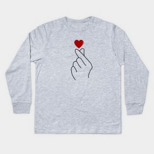 Saranghae Finger Heart Kids Long Sleeve T-Shirt